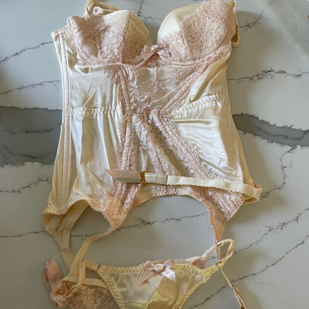 Agent Provocateur satin lace corset and panties